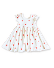Load image into Gallery viewer, swing dress - red hearts on natural