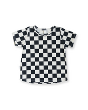 Load image into Gallery viewer, rib knit tee CO - black checkerboard