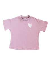 Load image into Gallery viewer, boxy tee CO - heart on woodrose