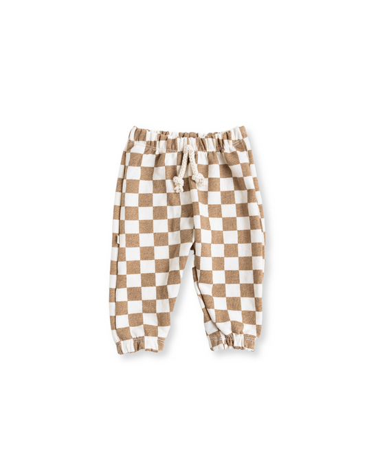 vintage sweatpant - taupe checkerboard