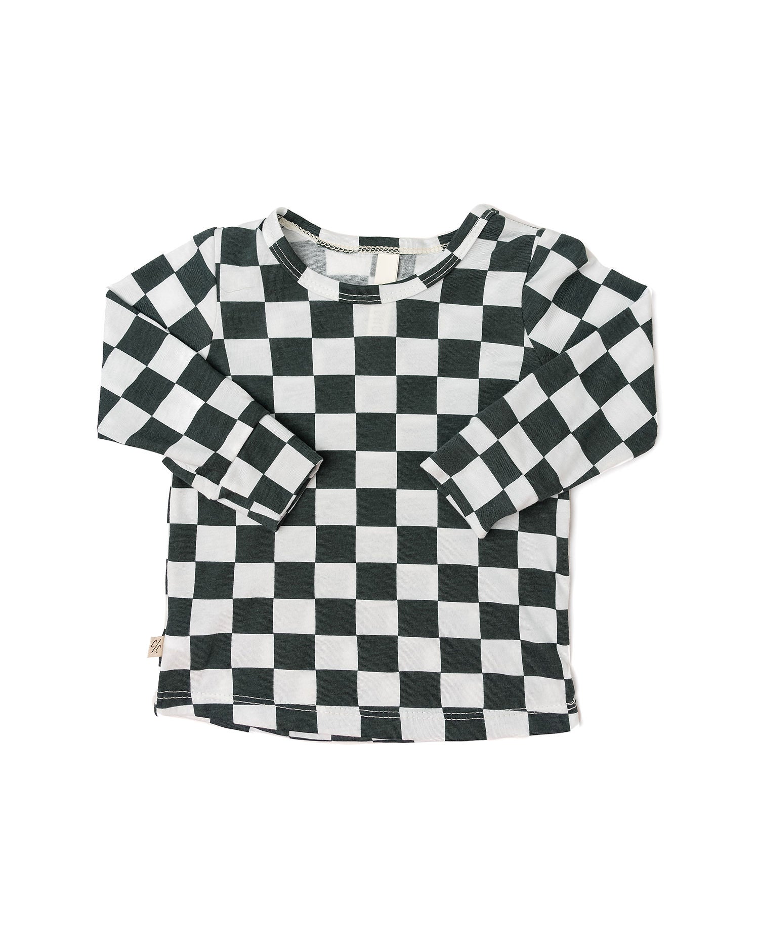 long sleeve tee - jade checkerboard