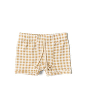 Load image into Gallery viewer, rib knit shorts CO - tan gingham