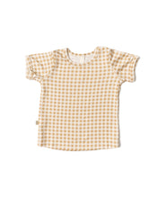 Load image into Gallery viewer, rib knit tee CO - tan gingham
