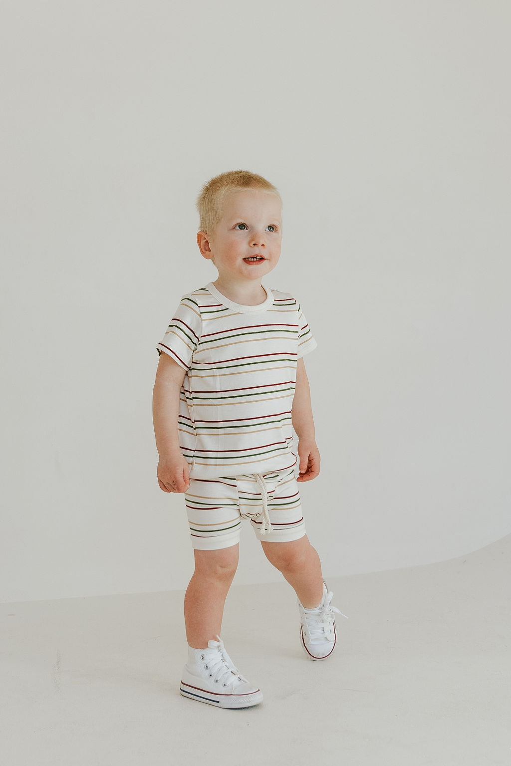 rib knit shorts - triple stripe