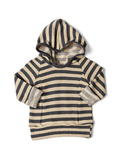 Load image into Gallery viewer, beach hoodie - iron gray beige stripe