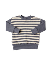 Load image into Gallery viewer, boxy sweatshirt - iron gray and iron gray beige stripe