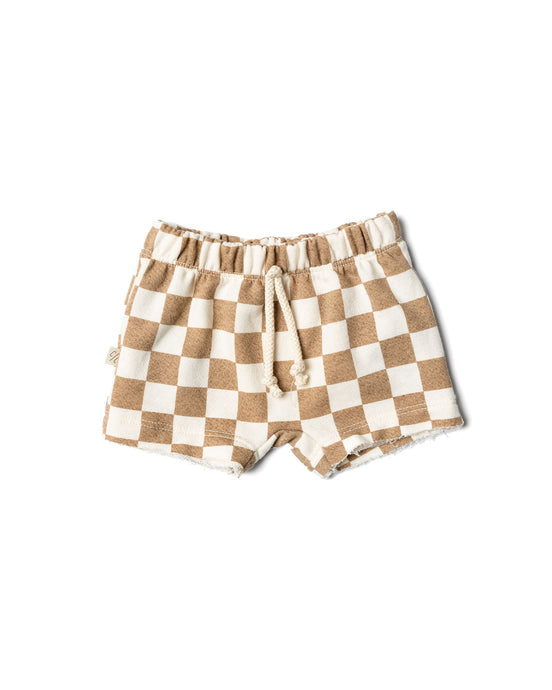 boy shorts - taupe checkerboard