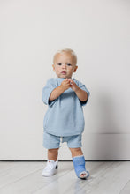 Load image into Gallery viewer, rib knit boy short set - carolina blue