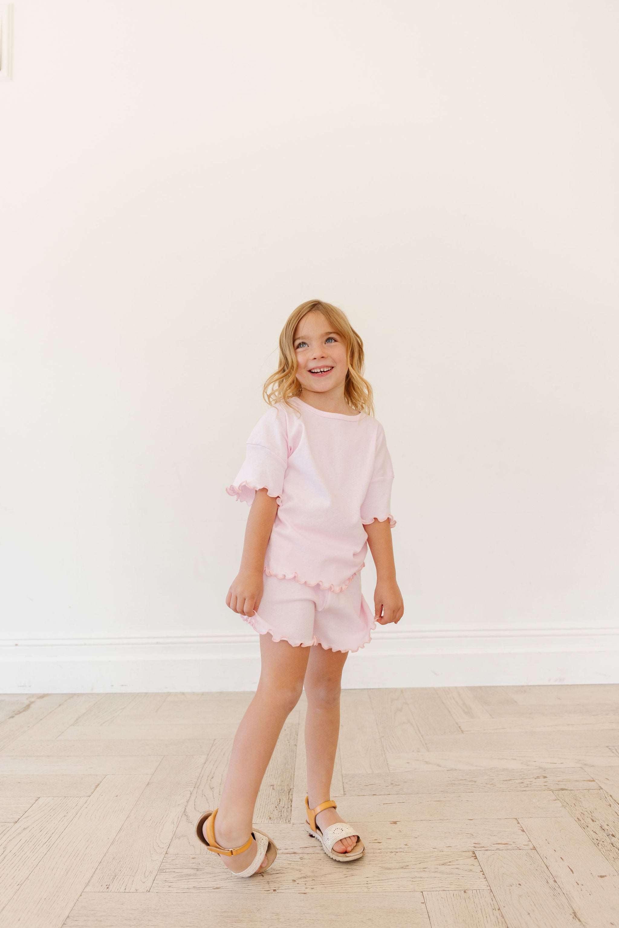 ruffle set - baby pink