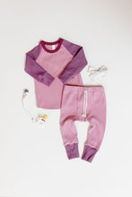 Load image into Gallery viewer, rib knit long sleeve tee - crepe maroon and thistle