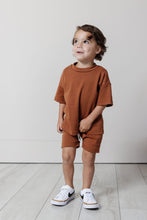 Load image into Gallery viewer, rib knit boy short set - cognac