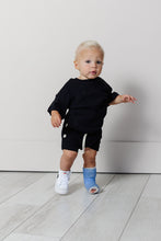 Load image into Gallery viewer, rib knit boy short set - black