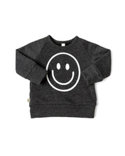 Load image into Gallery viewer, pullover crew CO - smile on heather black