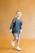 Load image into Gallery viewer, boy shorts - iron gray beige stripe