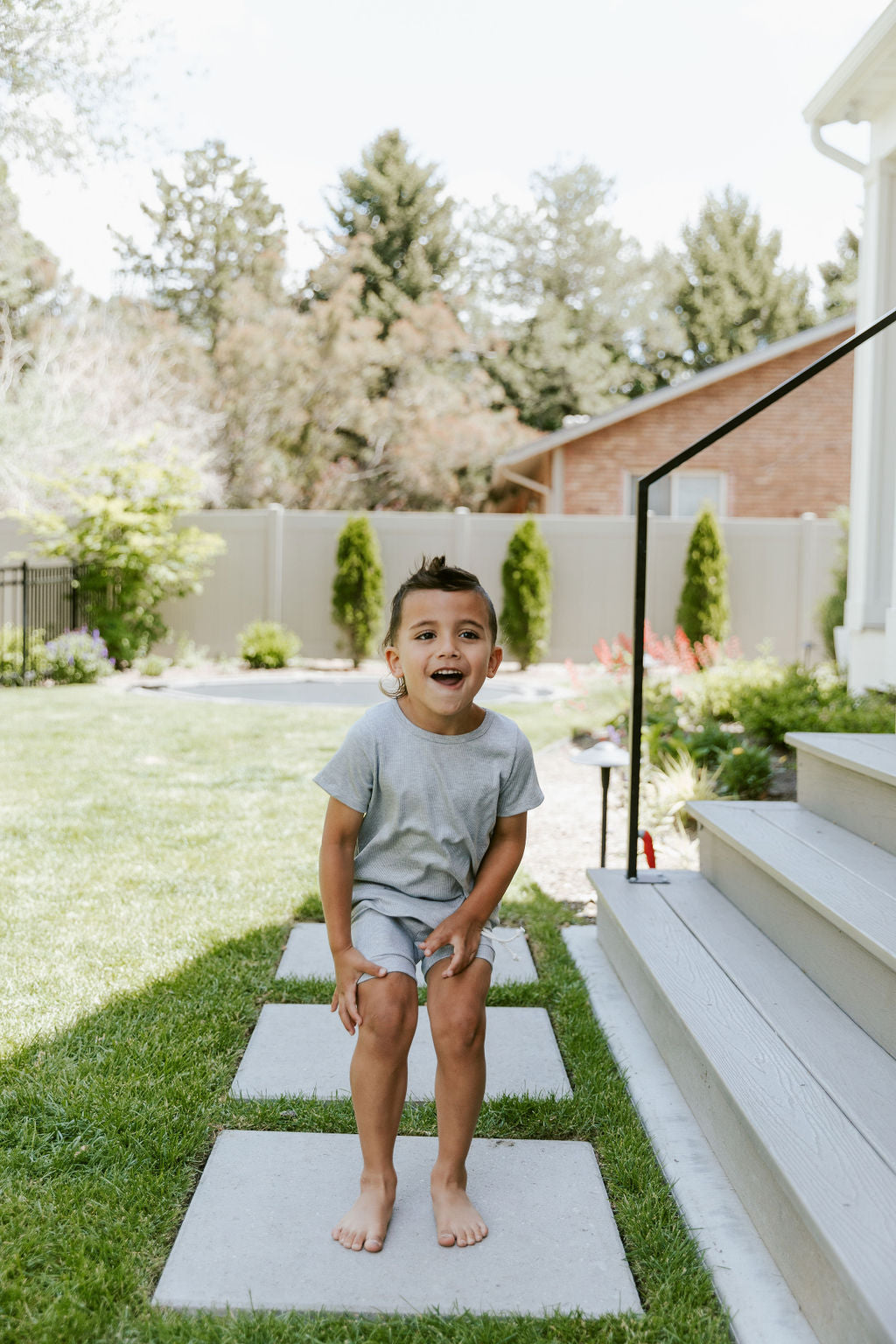 rib knit shorts - gray heather