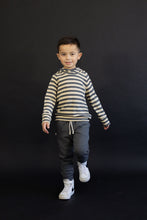 Load image into Gallery viewer, trademark raglan hoodie CO - iron gray beige stripe
