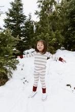 Load image into Gallery viewer, rib knit pant CO - triple stripe red contrast