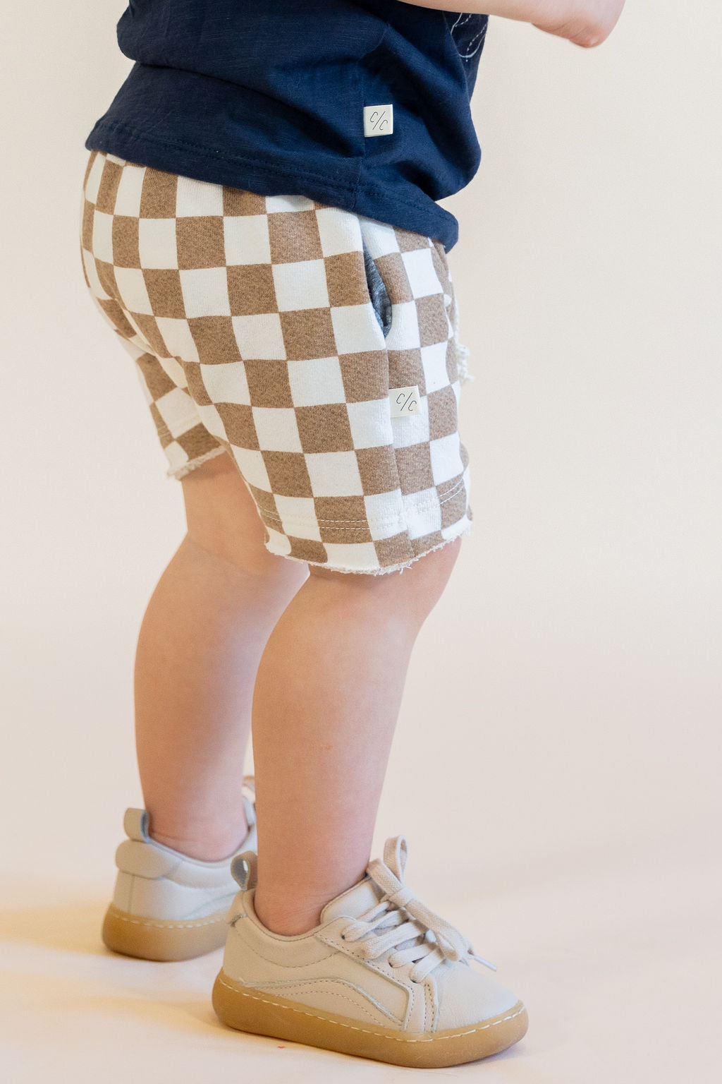 boy shorts - taupe checkerboard
