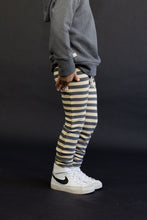 Load image into Gallery viewer, gusset pants CO - iron gray beige stripe