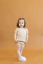Load image into Gallery viewer, rib knit tee CO - tan gingham