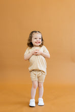 Load image into Gallery viewer, rib knit shorts CO - tan gingham