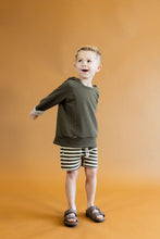Load image into Gallery viewer, boy shorts - dark fatigue beige stripe