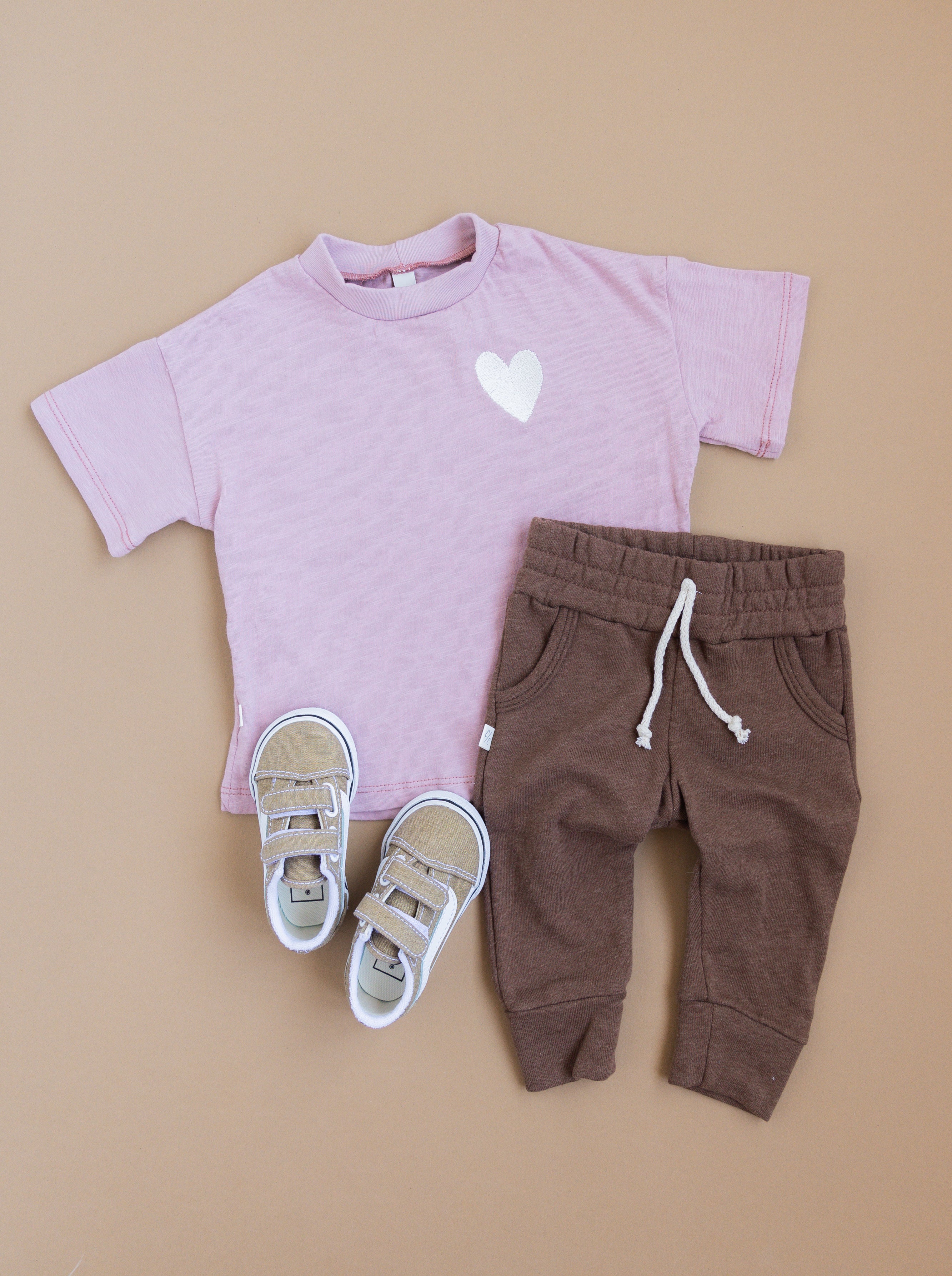 boxy tee CO - heart on woodrose