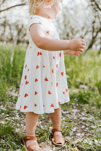 swing dress - red hearts on natural