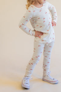 jersey long sleeve set - cherries on natural