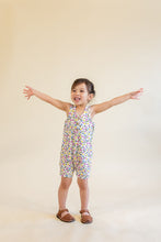 Load image into Gallery viewer, short tank romper - bright ditsy floral