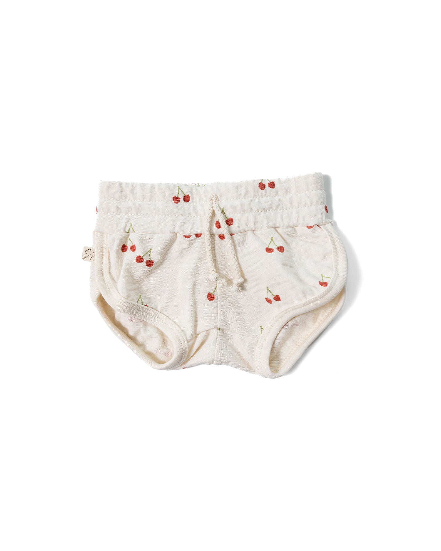 slub track shorts - cherries on natural