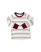Load image into Gallery viewer, rib knit long sleeve tee - triple stripe red contrast