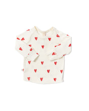 Load image into Gallery viewer, rib knit long sleeve tee - red hearts on natural
