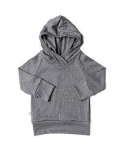 Load image into Gallery viewer, rib knit trademark hoodie CO- iron gray
