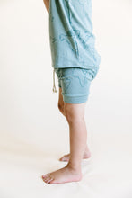 Load image into Gallery viewer, rib knit shorts CO - maps on oil blue