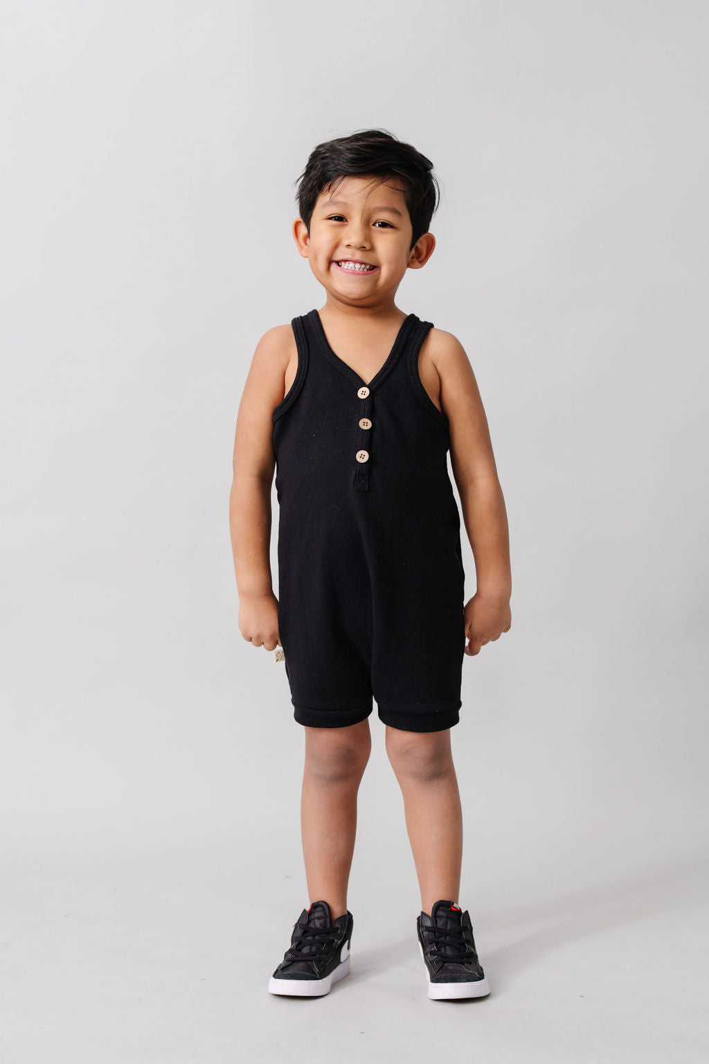 short tank romper - black