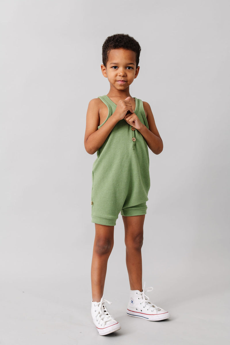 short tank romper - camp green – Childhoods Clothing