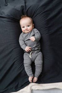 rib knit long sleeve tee - heather gray