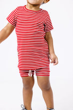 Load image into Gallery viewer, rib knit shorts - peppermint inverse stripe