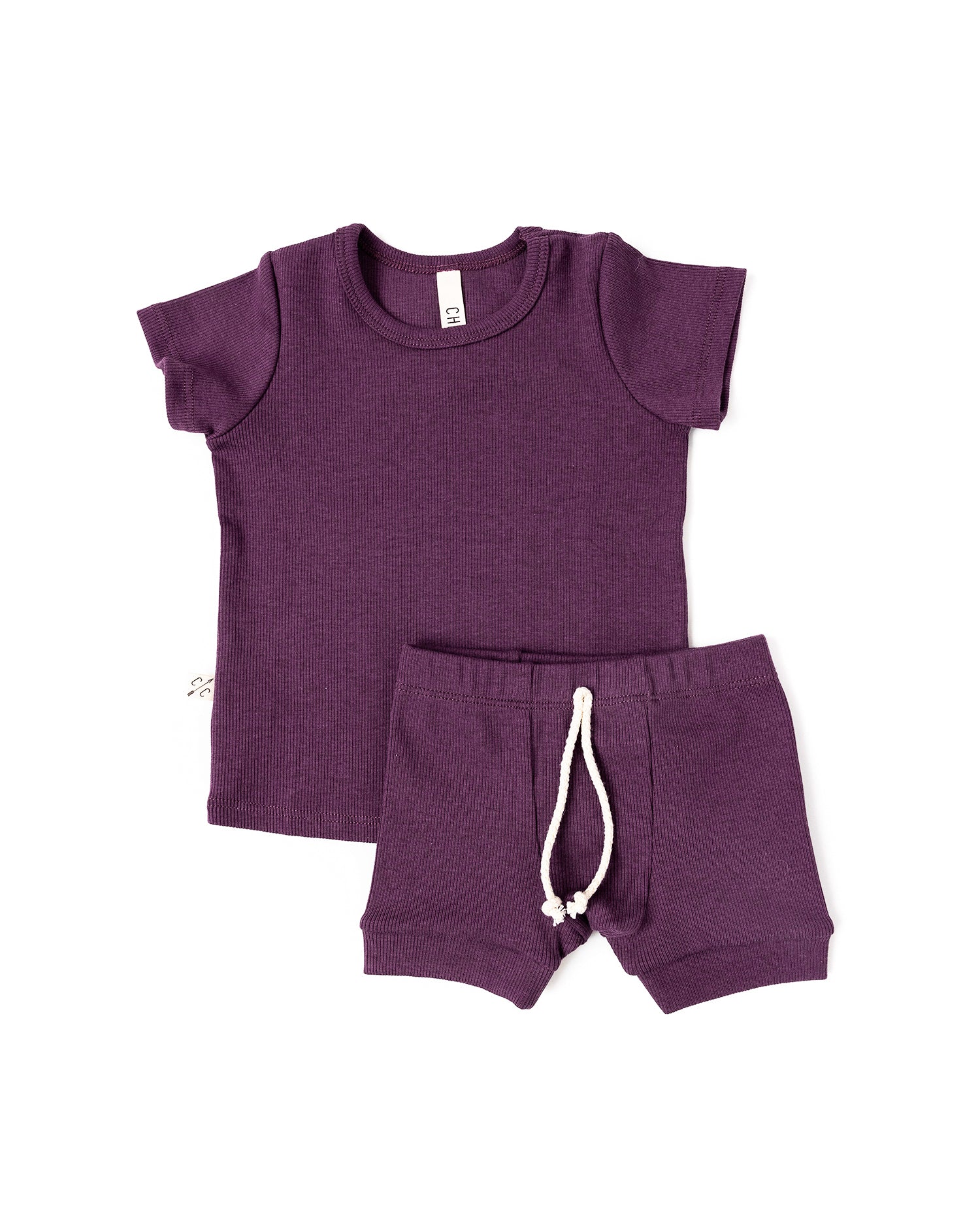 rib knit tee CO - black plum