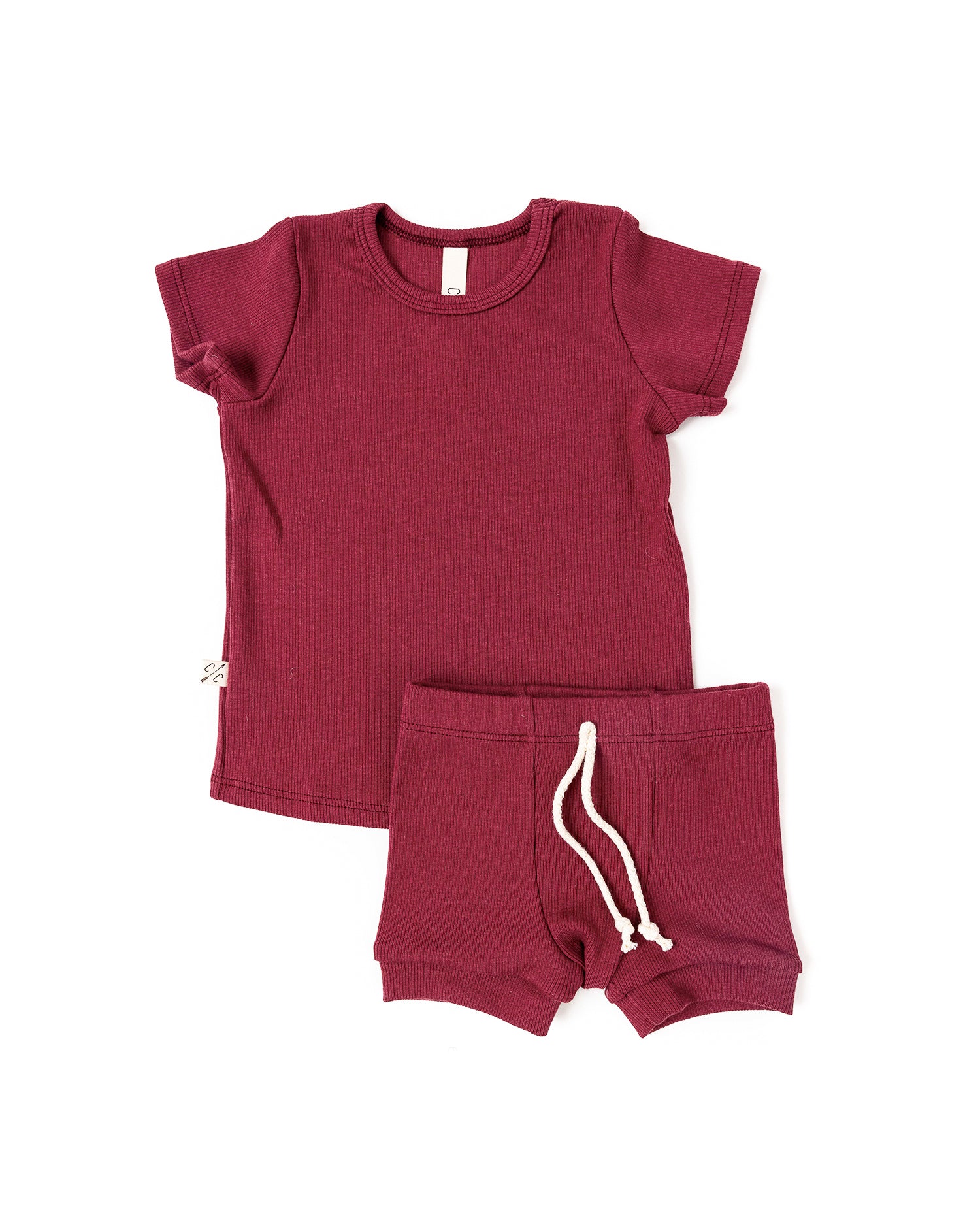 rib knit tee CO - ruby