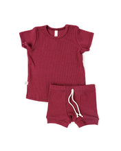Load image into Gallery viewer, rib knit tee CO - ruby