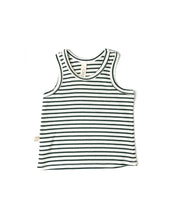 Load image into Gallery viewer, rib knit tank top CO - hunter green stripe