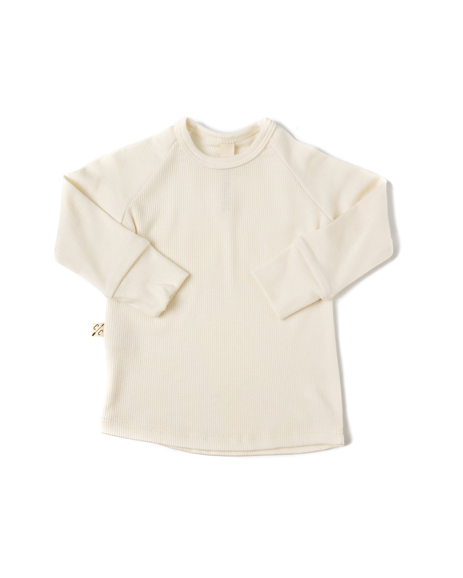 rib knit long sleeve tee - natural modal
