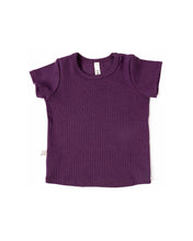 Load image into Gallery viewer, rib knit tee CO - black plum