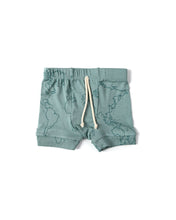 Load image into Gallery viewer, rib knit shorts CO - maps on oil blue