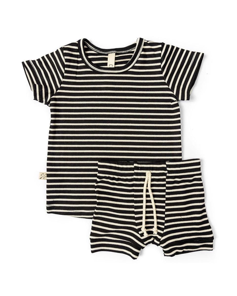 rib knit shorts - black stripe – Childhoods Clothing