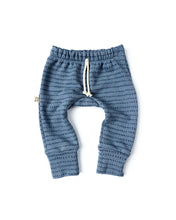 Load image into Gallery viewer, gusset pants CO - dash dot on steel blue