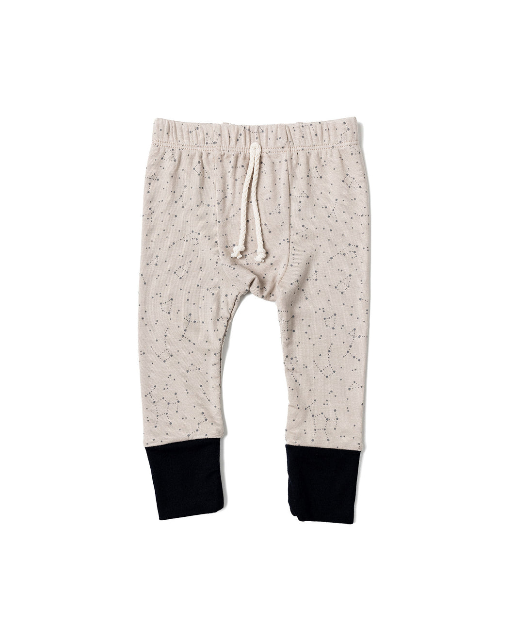 rib knit pant - constellations on dove with contrast