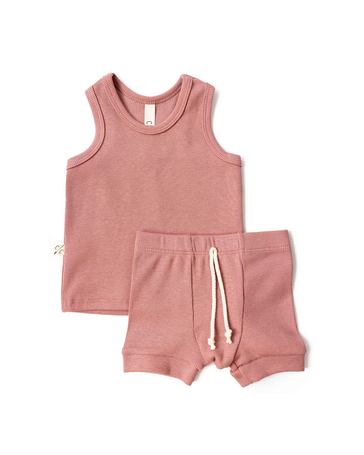 rib knit shorts CO - crepe